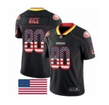 Men's San Francisco 49ers #80 Jerry Rice Limited Black Rush USA Flag Football Jersey