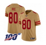 Men's San Francisco 49ers #80 Jerry Rice Limited Gold Inverted Legend 100th Season Football Jersey