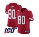 Men's San Francisco 49ers #80 Jerry Rice Red Team Color Vapor Untouchable Limited Player 100th Season Football Jersey