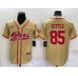Men's San Francisco 49ers #85 George Kittle Gold Stitched Cool Base Nike Baseball Jersey