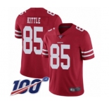 Men's San Francisco 49ers #85 George Kittle Red Team Color Vapor Untouchable Limited Player 100th Season Football Jersey