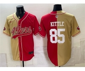 Men's San Francisco 49ers #85 George kittle Gold Red Split Stitched Jersey