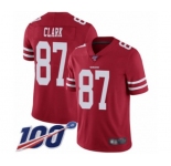 Men's San Francisco 49ers #87 Dwight Clark Red Team Color Vapor Untouchable Limited Player 100th Season Football Jersey
