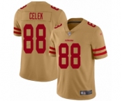 Men's San Francisco 49ers #88 Garrett Celek Limited Gold Inverted Legend Football Jersey
