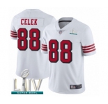 Men's San Francisco 49ers #88 Garrett Celek Limited White Rush Vapor Untouchable Super Bowl LIV Bound Football Jersey