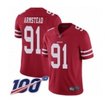 Men's San Francisco 49ers #91 Arik Armstead Red Team Color Vapor Untouchable Limited Player 100th Season Football Jersey