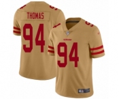 Men's San Francisco 49ers #94 Solomon Thomas Limited Gold Inverted Legend Football Jersey