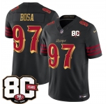 Men's San Francisco 49ers #97 Nick Bosa Black 80th Anniversary Patch “Rivalries” 2026 F.U.S.E. Vapor Untouchable Limited Football Stitched Jersey