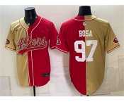 Men's San Francisco 49ers #97 Nick Bosa Gold Red Split Stitched Jersey