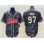 Men's San Francisco 49ers #97 Nick Bosa Grey Camo With Patch Cool Base Stitched Baseball Jersey