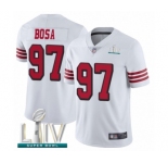 Men's San Francisco 49ers #97 Nick Bosa Limited White Rush Vapor Untouchable Super Bowl LIV Bound Football Jersey