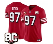 Men's San Francisco 49ers #97 Nick Bosa New Red 2026 F.U.S.E. With 80th Anniversary & 4-Star C Patch Vapor Untouchable Limited Football Stitched Jersey