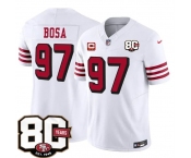Men's San Francisco 49ers #97 Nick Bosa New White 2026 F.U.S.E. With 80th Anniversary & 4-Star C Patch Vapor Untouchable Limited Football Stitched Jersey