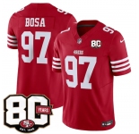 Men's San Francisco 49ers #97 Nick Bosa Red 80th Anniversary Patch 2026 F.U.S.E. Vapor Untouchable Limited Football Stitched Jersey