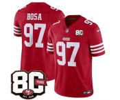 Men's San Francisco 49ers #97 Nick Bosa Red 80th Anniversary Patch 2026 F.U.S.E. Vapor Untouchable Limited Football Stitched Jersey
