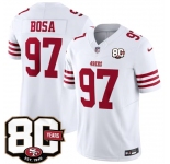 Men's San Francisco 49ers #97 Nick Bosa White 80th Anniversary Patch 2026 F.U.S.E. Vapor Untouchable Limited Football Stitched Jersey