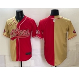 Men's San Francisco 49ers Blank Gold Red Split Stitched Jersey