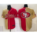 Men's San Francisco 49ers Team Big Logo Gold Red Split Stitched Jersey