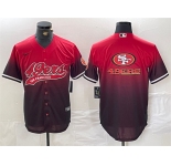 Men's San Francisco 49ers Team Big Logo Red Black With Patch Cool Base Stitched Baseball Jersey