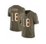 Nike San Francisco 49ers #18 Dante Pettis Olive Gold Men Stitched NFL Limited 2017 Salute To Service Jersey