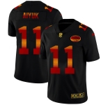 San Francisco 49ers #11 Brandon Aiyuk Men's Black Nike Red Orange Stripe Vapor Limited NFL Jersey