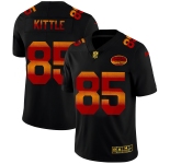 San Francisco 49ers #85 George Kittle Men's Black Nike Red Orange Stripe Vapor Limited NFL Jersey