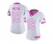Women Nike San Francisco 49ers #18 Dante Pettis White Pink Stitched NFL Limited Rush Fashion Jersey