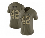 Women Nike San Francisco 49ers #42 Ronnie Lott Limited Olive Camo 2017 Salute to Service NFL Jersey