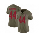 Women Nike San Francisco 49ers #44 Tom Rathman Limited Olive 2017 Salute to Service NFL Jersey