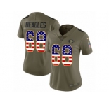 Women Nike San Francisco 49ers #68 Zane Beadles Limited Olive USA Flag 2017 Salute to Service NFL Jersey