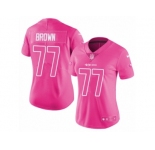 Women Nike San Francisco 49ers #77 Trent Brown Limited Pink Rush Fashion NFL Jersey