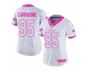 Women Nike San Francisco 49ers #95 Tank Carradine Limited White Pink Rush Fashion NFL Jersey