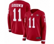Women's Nike San Francisco 49ers #11 Marquise Goodwin Limited Red Therma Long Sleeve NFL Jersey