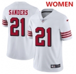 Women's Nike San Francisco 49ers #21 Deion Sanders White Rush Stitched NFL Vapor Untouchable Limited Jersey