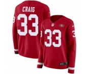 Women's Nike San Francisco 49ers #33 Roger Craig Limited Red Therma Long Sleeve NFL Jersey