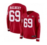 Women's Nike San Francisco 49ers #69 Mike McGlinchey Limited Red Therma Long Sleeve NFL Jersey