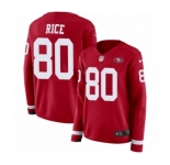 Women's Nike San Francisco 49ers #80 Jerry Rice Limited Red Therma Long Sleeve NFL Jersey