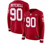Women's Nike San Francisco 49ers #90 Earl Mitchell Limited Red Therma Long Sleeve NFL Jersey