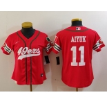 Women's San Francisco 49ers #11 Brandon Aiyuk Red Mexico Cool Base Stitched Baseball Jersey