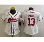 Women's San Francisco 49ers #13 Brock Purdy White With Patch Cool Base Stitched Baseball Jersey