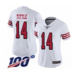 Women's San Francisco 49ers #14 Y.A. Tittle Limited White Rush Vapor Untouchable 100th Season Football Jersey