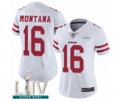 Women's San Francisco 49ers #16 Joe Montana White Vapor Untouchable Limited Player Super Bowl LIV Bound Football Jersey