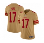 Women's San Francisco 49ers #17 Jalen Hurd Limited Gold Inverted Legend Football Jersey
