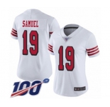 Women's San Francisco 49ers #19 Deebo Samuel Limited White Rush Vapor Untouchable 100th Season Football Jersey
