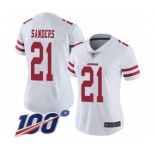 Women's San Francisco 49ers #21 Deion Sanders White Vapor Untouchable Limited Player 100th Season Football Jersey