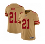 Women's San Francisco 49ers #21 Frank Gore Limited Gold Inverted Legend Football Jersey