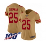 Women's San Francisco 49ers #25 Richard Sherman Limited Gold Inverted Legend 100th Season Football Jersey