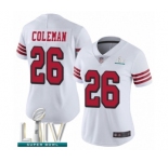 Women's San Francisco 49ers #26 Tevin Coleman Limited White Rush Vapor Untouchable Super Bowl LIV Bound Football Jersey