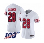 Women's San Francisco 49ers #28 Jerick McKinnon Limited White Rush Vapor Untouchable 100th Season Football Jersey