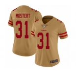 Women's San Francisco 49ers #31 Raheem Mostert Limited Gold Inverted Legend Football Jersey